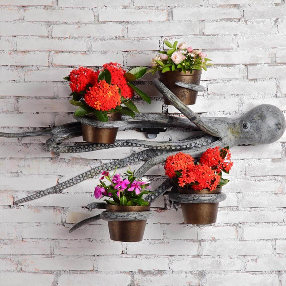 Silver Octopus Wall Planter