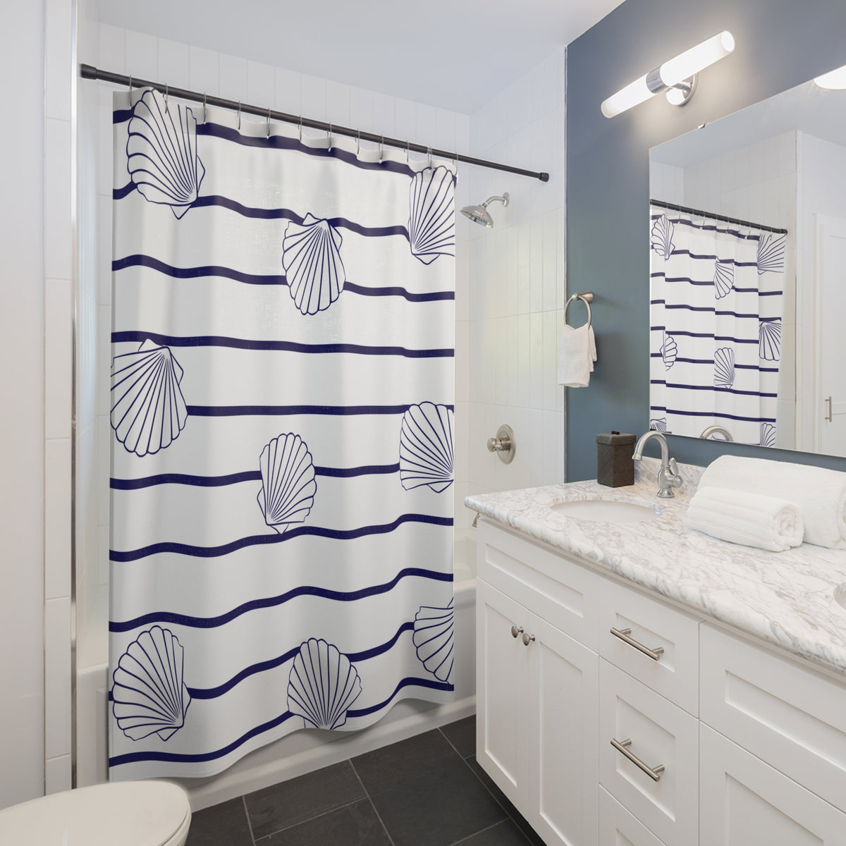 Clam Stripe Shower Curtain