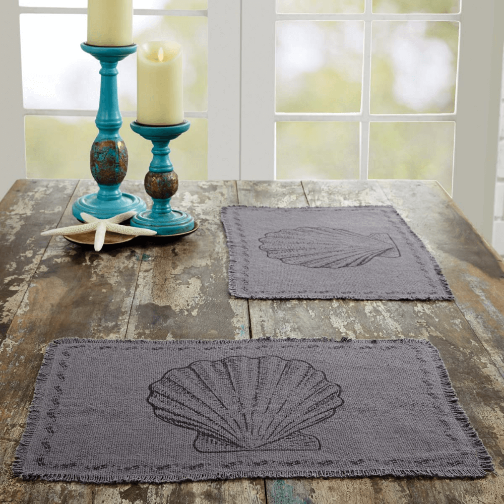 Burlap Shell Gray Placemat Set (7689284157672)