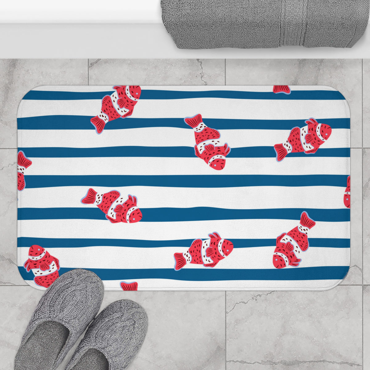 Nemo Fish Striped Bath Mat