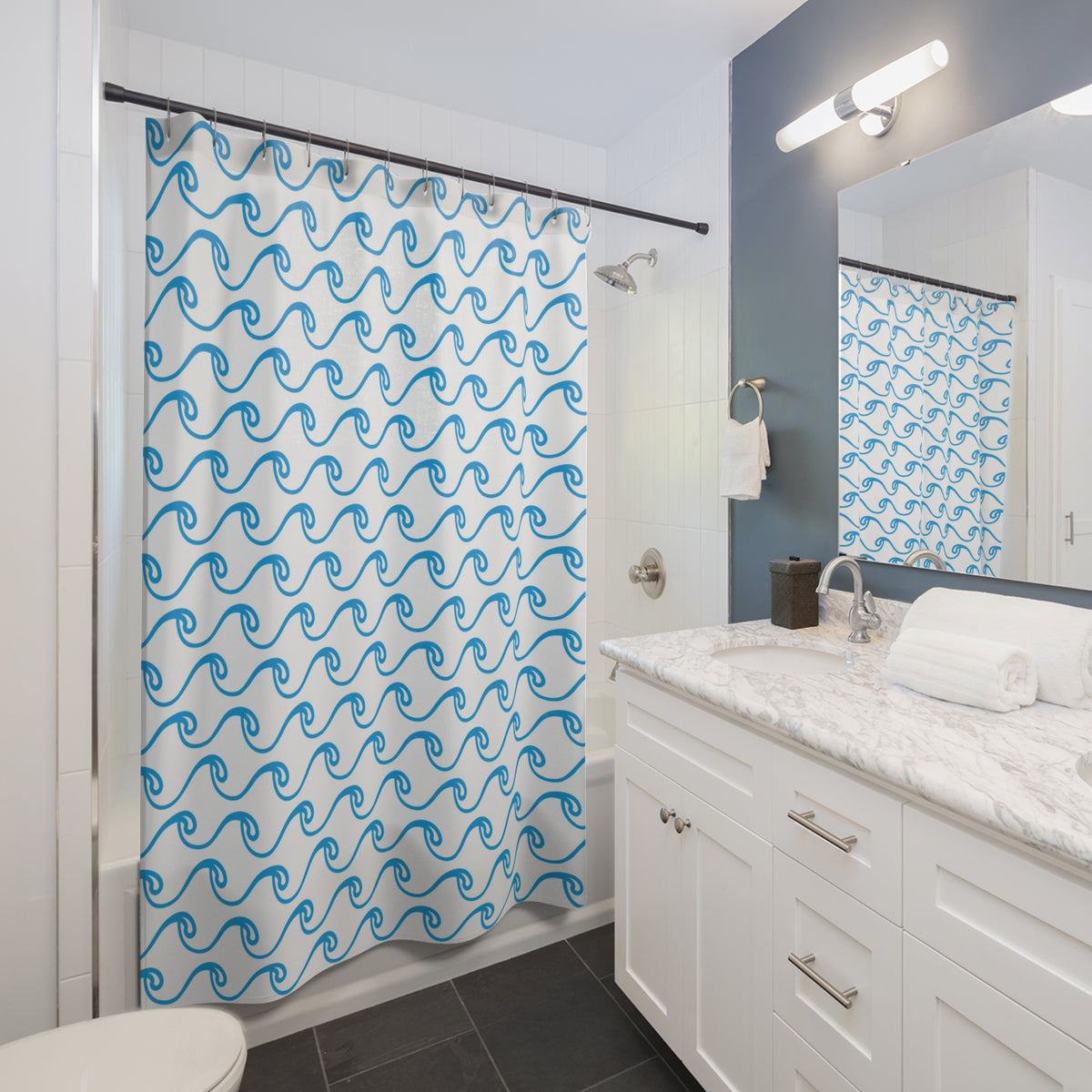 White Waves Shower Curtain
