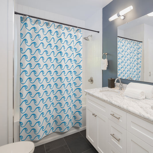 White Waves Shower Curtain
